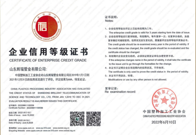 企業信用等級證書